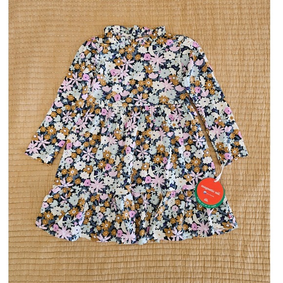 Magnetic Me Other - Magnetic Me Finchley 4T Toddler Neck Ruffle Long Sleeve Dress Floral Modal NWT
